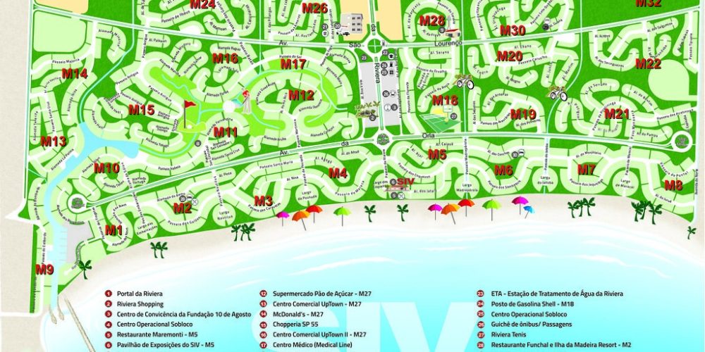 Mapa Riviera com ruas